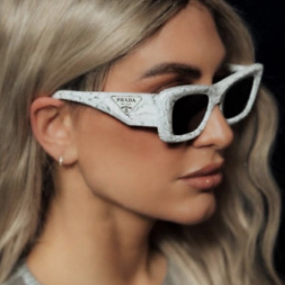 Prada White Marble Cat-Eye Sunglasses
